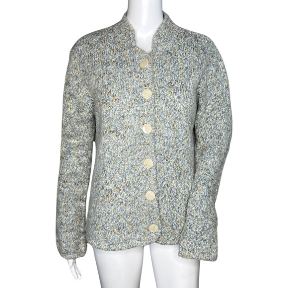 Alps Sweater Womens Medium Gray Button Front Cardigan Alpaca Blend Warm Cozy - Picture 1 of 7